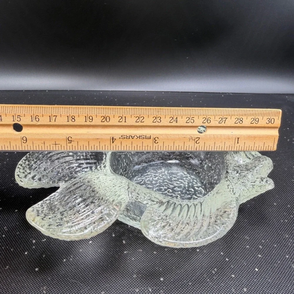 Vintage Textured Clear Art Glass Fish Bowl Coastal Nautical Trinket Dish‎ 6 Inch